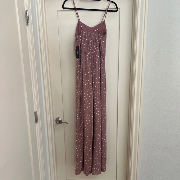 Lulus In Demand Mauve Print Sleeveless Wide Leg Spotted Jumpsuit Size Small NWT - Picture 5 of 7